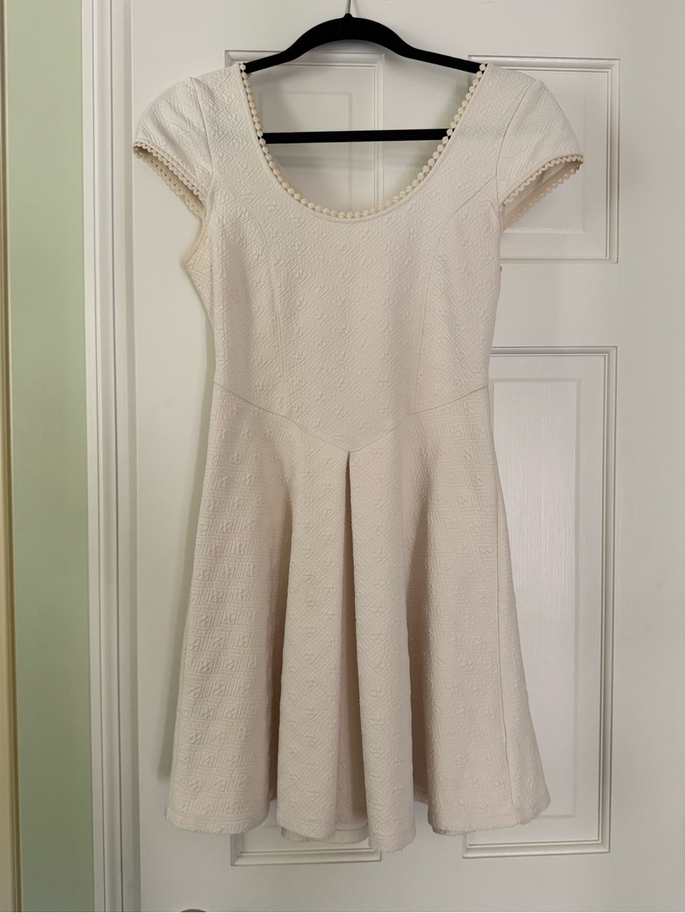 Free People Cream Textured Fit-and-Flare Dress